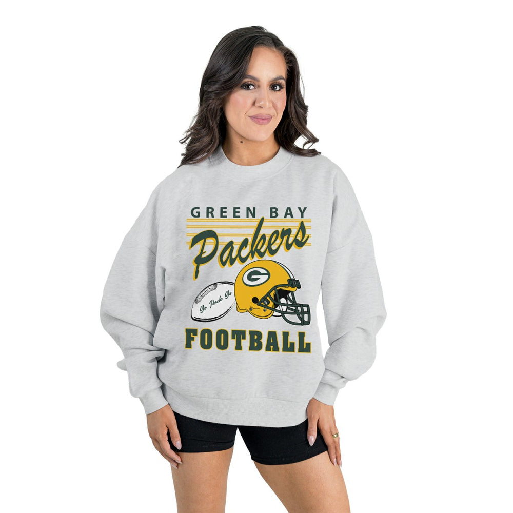 NFL Green Bay Packers Gameday Couture Women's Home Turf Oversized Premium Fleece Pullover Sweatshirt