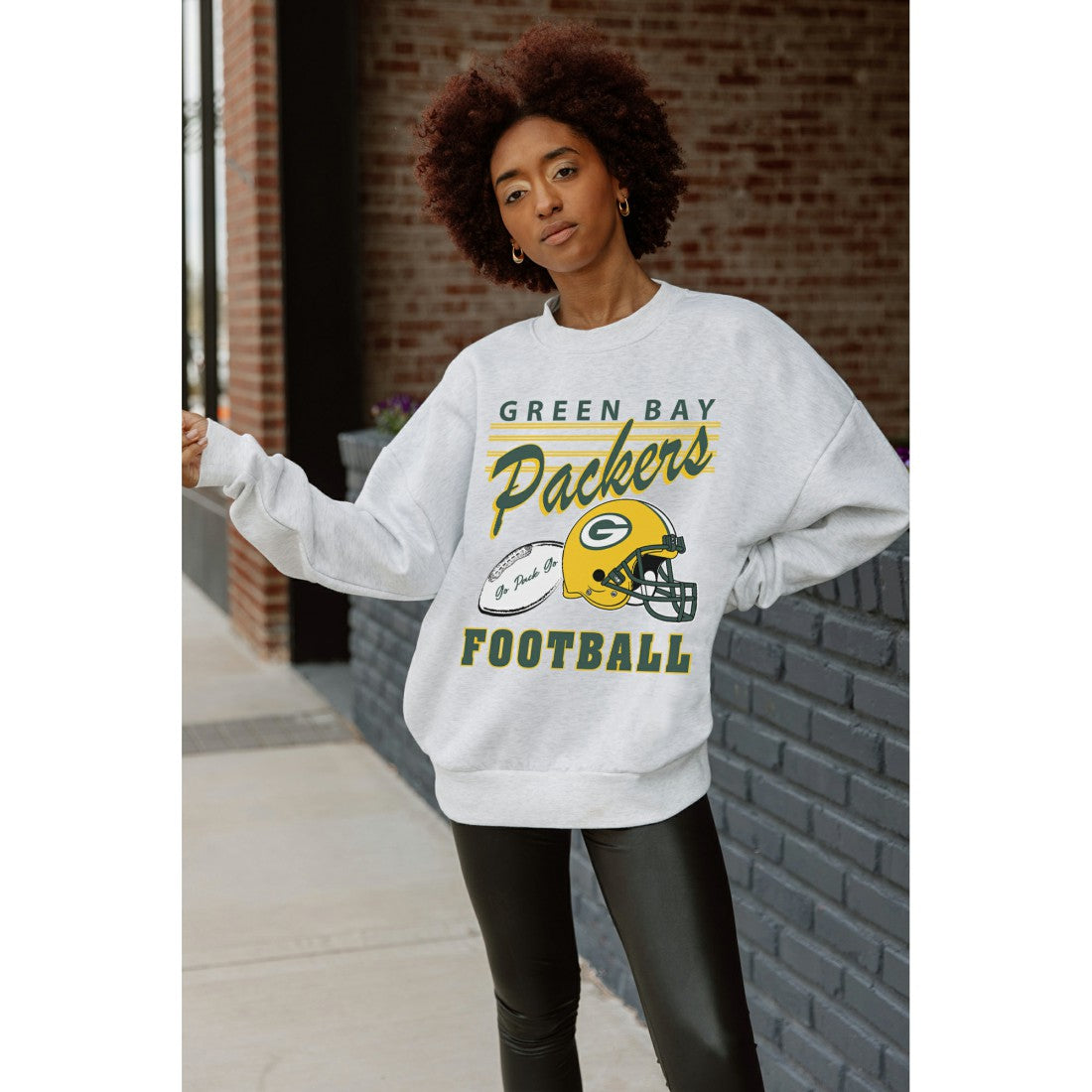 NFL Green Bay Packers Gameday Couture Women's Home Turf Oversized Premium Fleece Pullover Sweatshirt