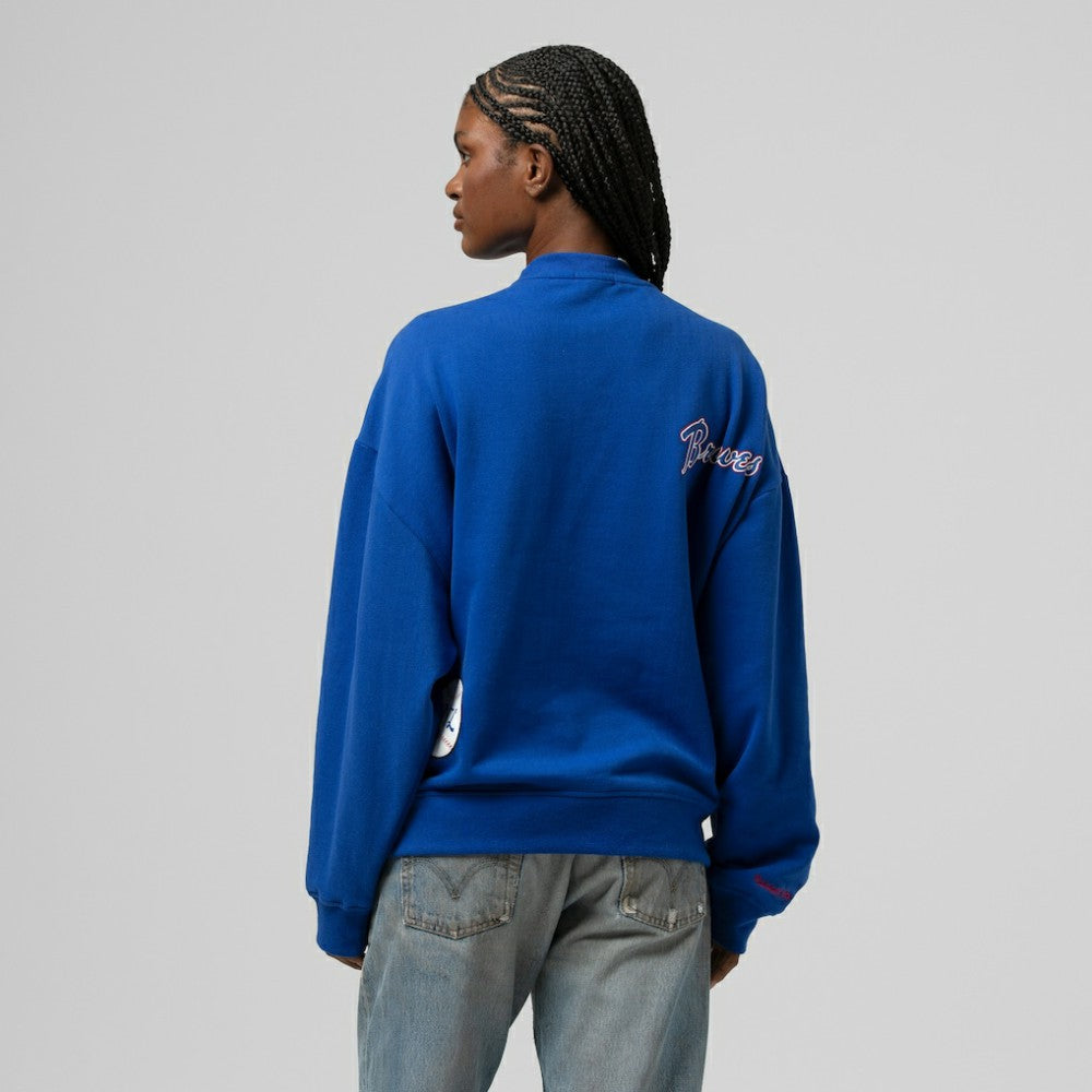 Atlanta Braves Women's Cooperstown Collection Crewneck Sweatshirt - Royal | Mitchell & Ness