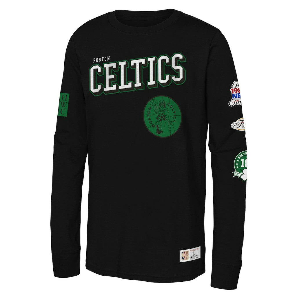 Boston Celtics Youth Hardwood Classics Training Camp Long Sleeve T-Shirt - Black | Mitchell & Ness shop