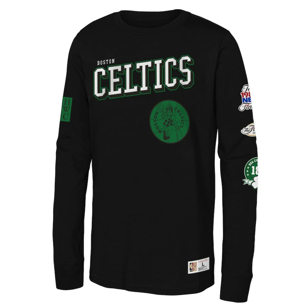 Boston Celtics Youth Hardwood Classics Training Camp Long Sleeve T-Shirt - Black | Mitchell & Ness shop