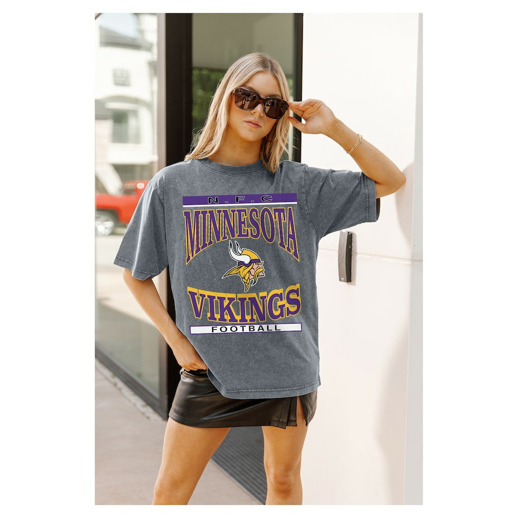 NFL Minnesota Vikings Gameday Couture Women's Oversized Classic Grind Washed T-Shirt