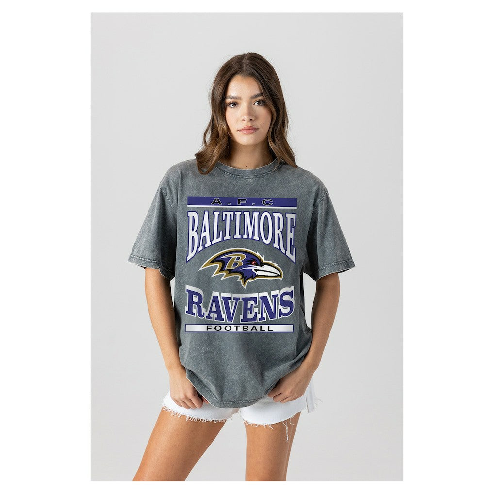 NFL Baltimore Ravens Gameday Couture Women's Oversized Classic Grind Washed T-Shirt