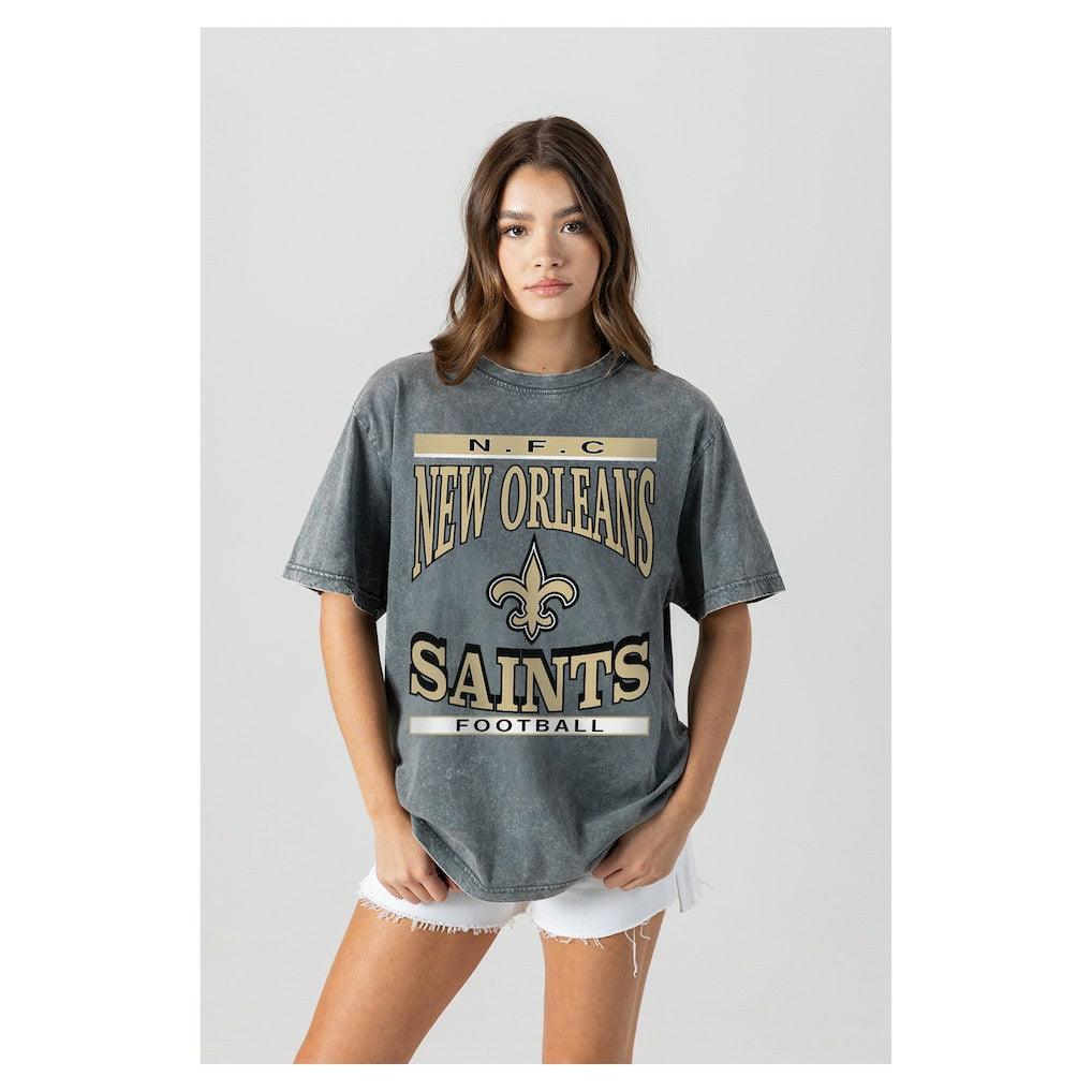 NFL New Orleans Saints Gameday Couture Women's Oversized Classic Grind Washed T-Shirt