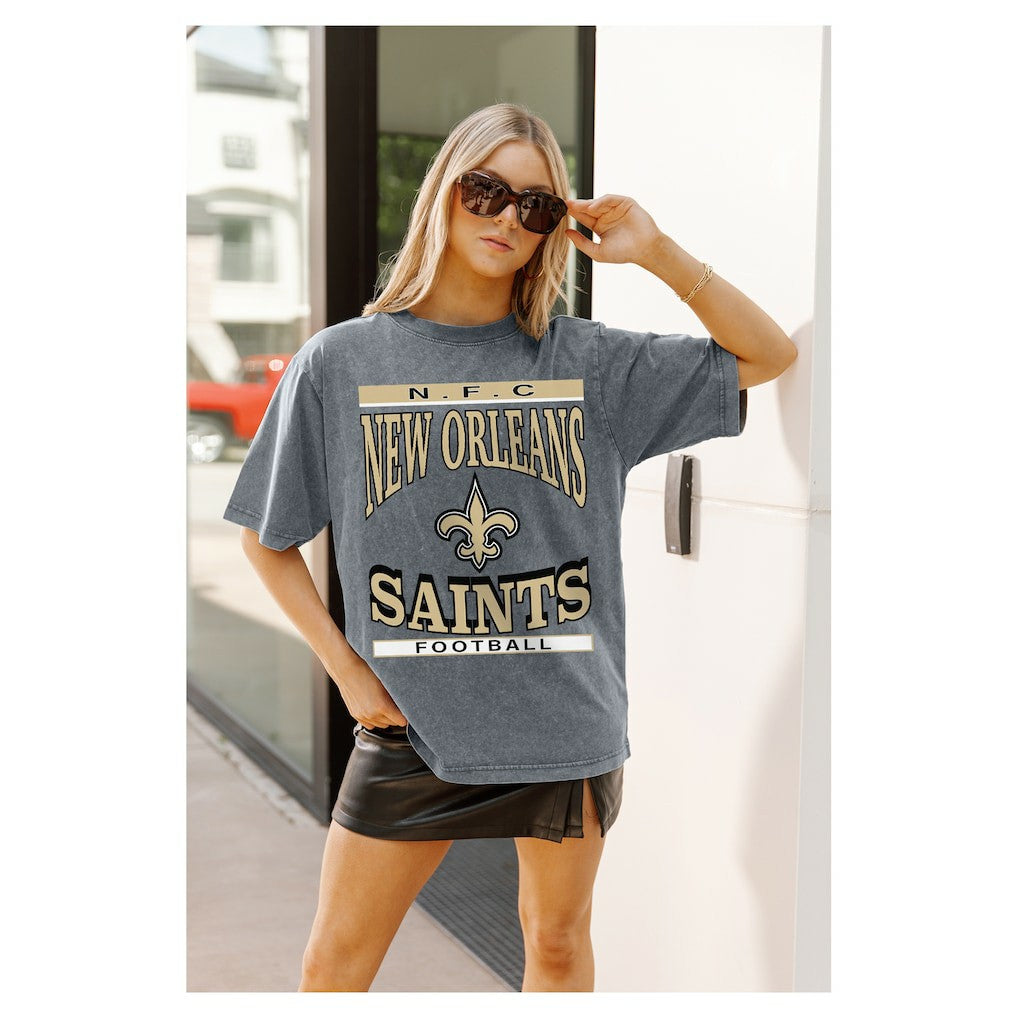 NFL New Orleans Saints Gameday Couture Women's Oversized Classic Grind Washed T-Shirt