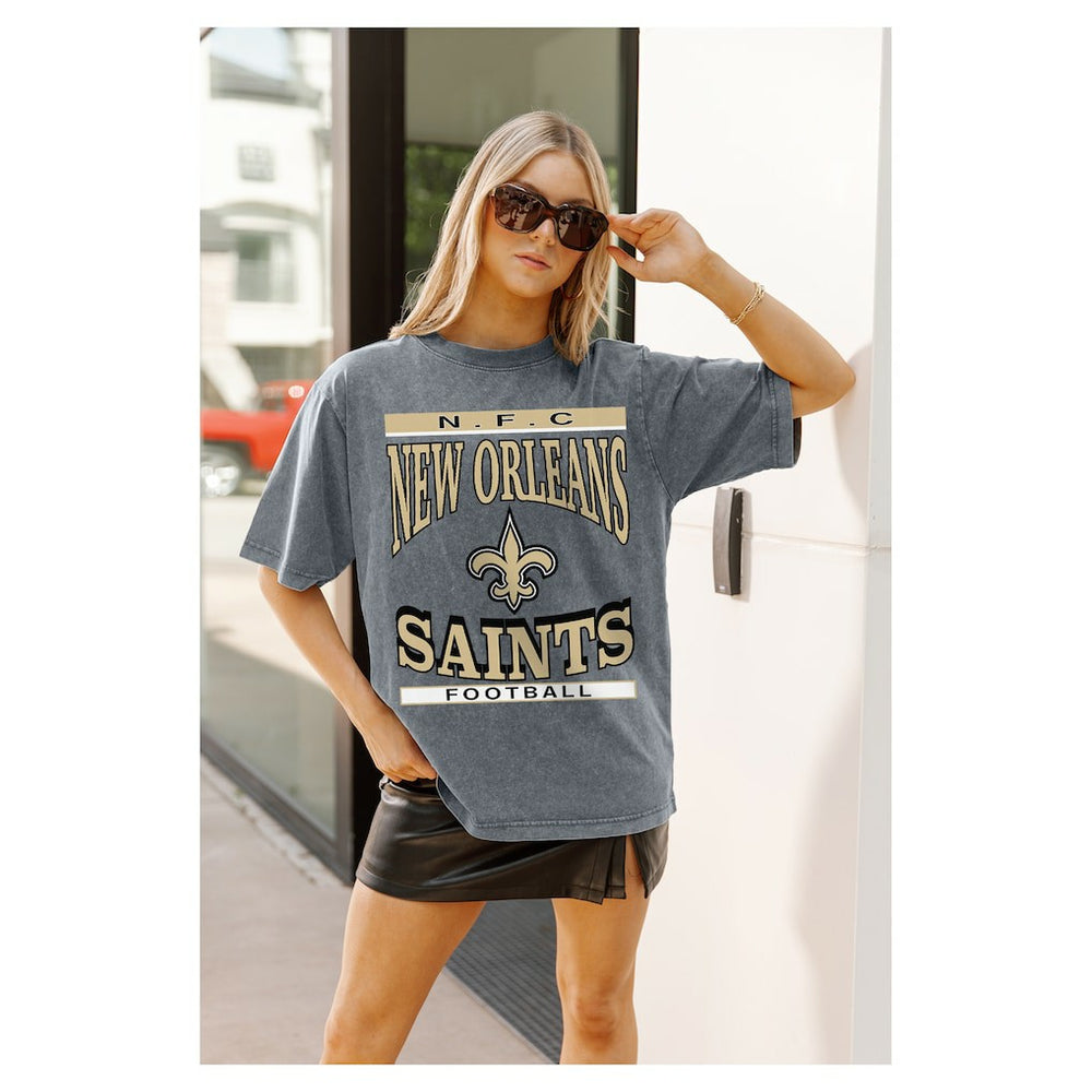 NFL New Orleans Saints Gameday Couture Women's Oversized Classic Grind Washed T-Shirt