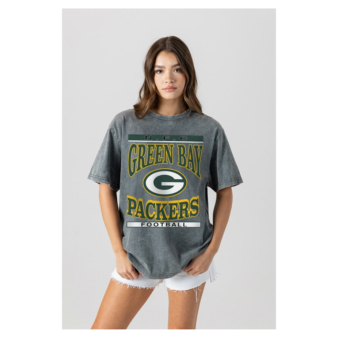 NFL Green Bay Packers Gameday Couture Women's Oversized Classic Grind Washed T-Shirt