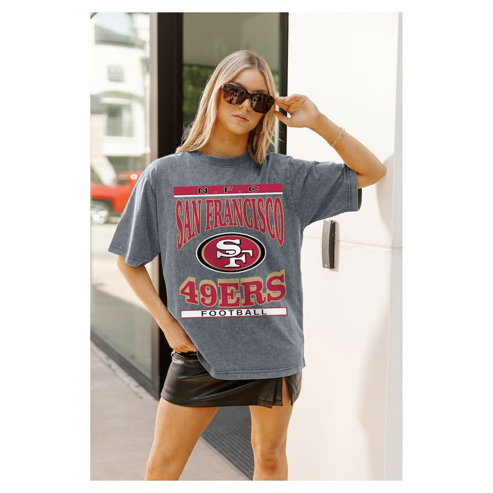 NFL San Francisco 49ers Gameday Couture Women's Oversized Classic Grind Washed T-Shirt