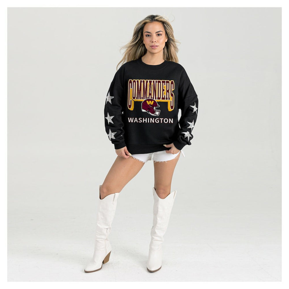 NFL Washington Commanders Gameday Couture Women's Pure Victory Rhinestud Star-Sleeve Pullover Sweatshirt