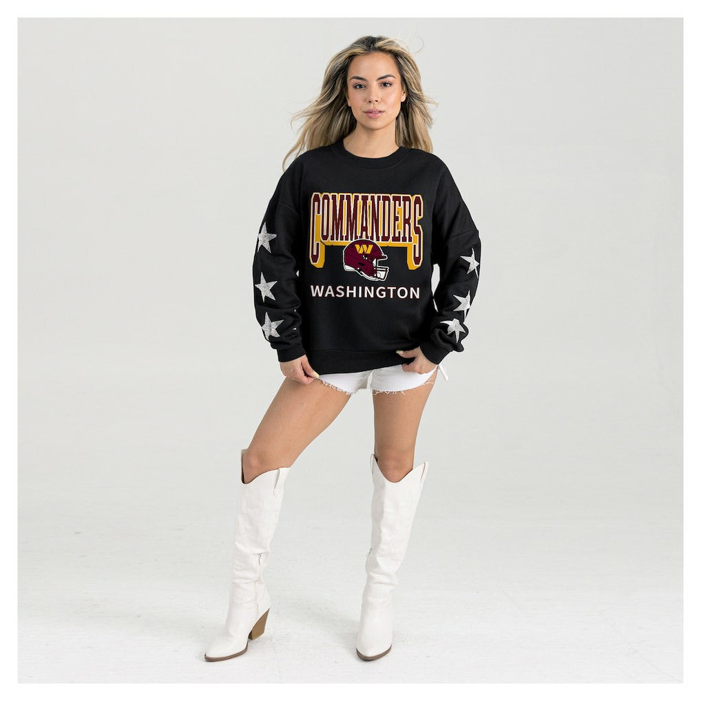 NFL Washington Commanders Gameday Couture Women's Pure Victory Rhinestud Star-Sleeve Pullover Sweatshirt