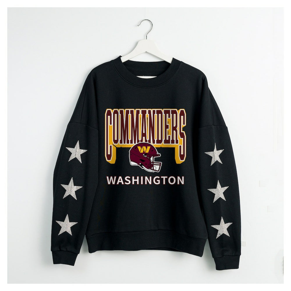 NFL Washington Commanders Gameday Couture Women's Pure Victory Rhinestud Star-Sleeve Pullover Sweatshirt