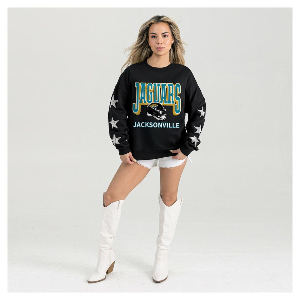 NFL Jacksonville Jaguars Gameday Couture Women's Pure Victory Rhinestud Star-Sleeve Pullover Sweatshirt