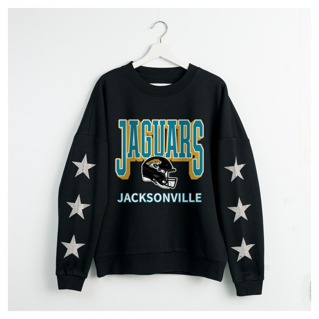 NFL Jacksonville Jaguars Gameday Couture Women's Pure Victory Rhinestud Star-Sleeve Pullover Sweatshirt