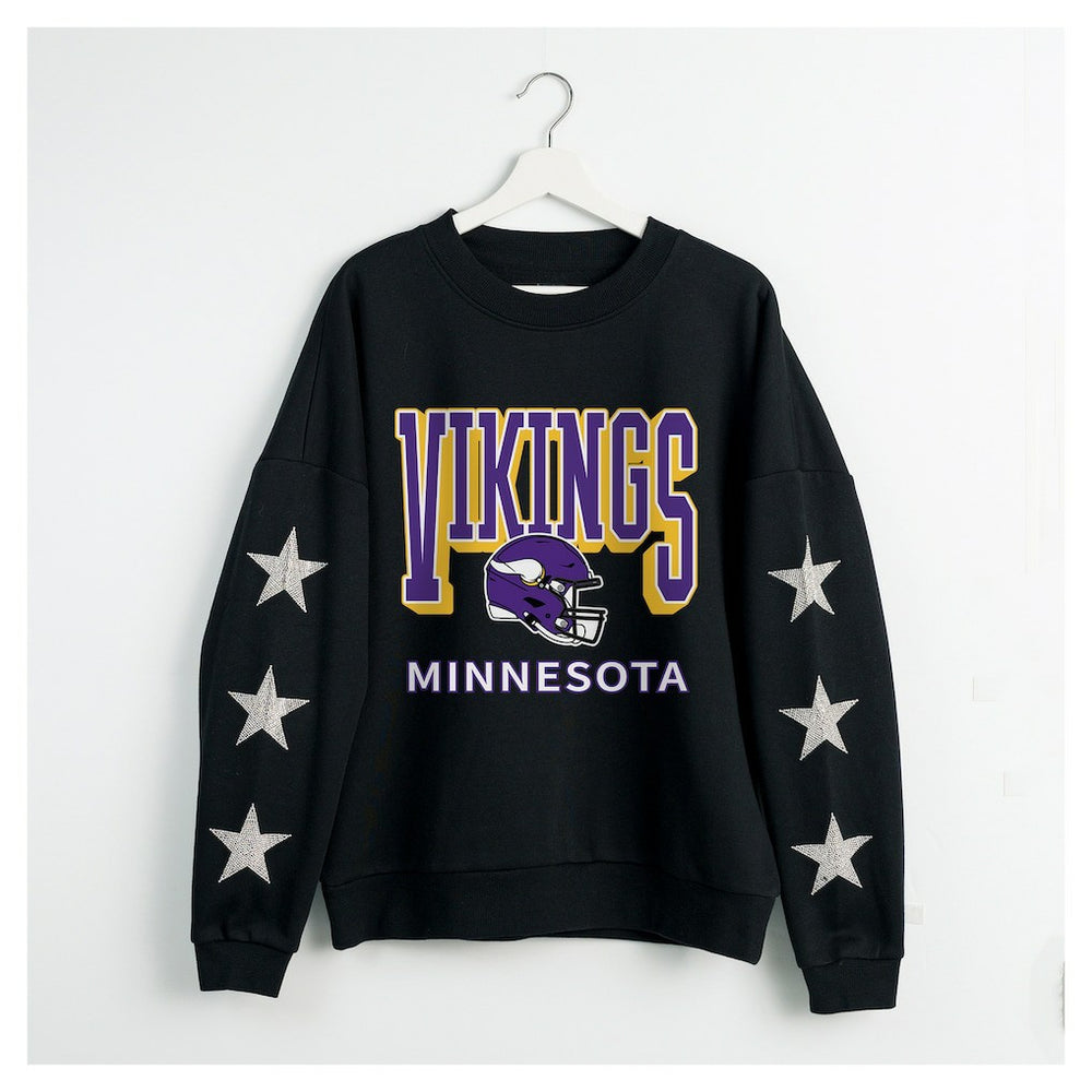 NFL Minnesota Vikings Gameday Couture Women's Pure Victory Rhinestud Star-Sleeve Pullover Sweatshirt