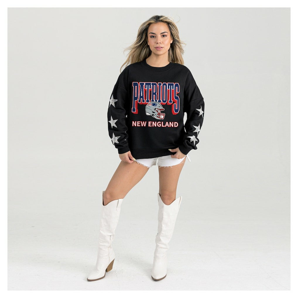 NFL New England Patriots Gameday Couture Women's Pure Victory Rhinestud Star-Sleeve Pullover Sweatshirt