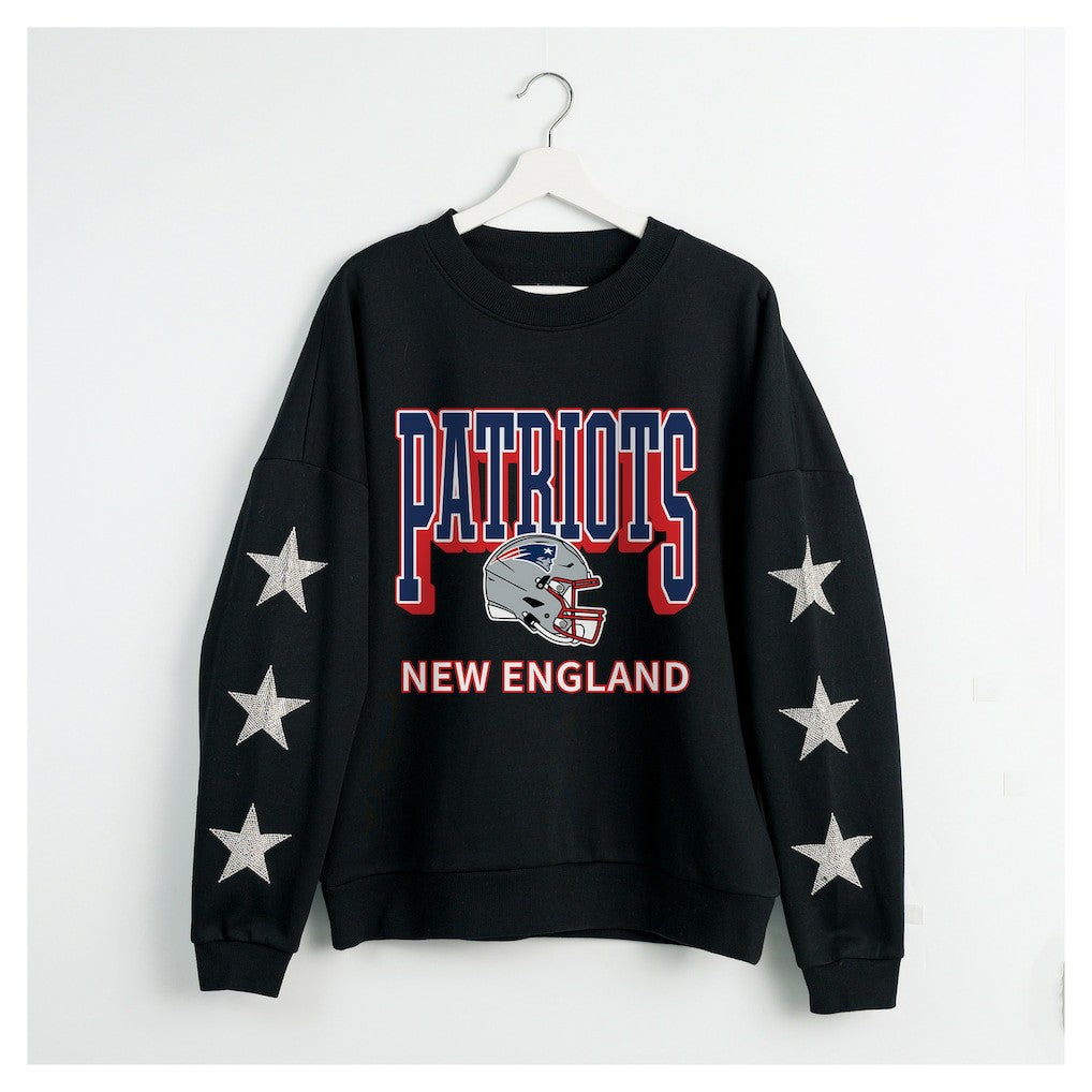 NFL New England Patriots Gameday Couture Women's Pure Victory Rhinestud Star-Sleeve Pullover Sweatshirt