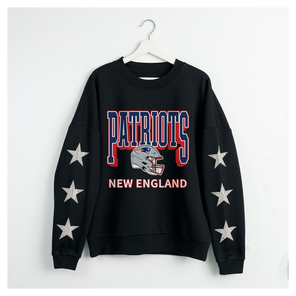 NFL New England Patriots Gameday Couture Women's Pure Victory Rhinestud Star-Sleeve Pullover Sweatshirt