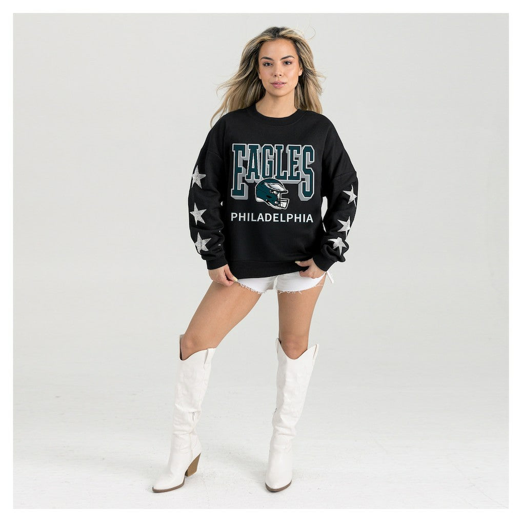 NFL Philadelphia Eagles Gameday Couture Women's Pure Victory Rhinestud Star-Sleeve Pullover Sweatshirt
