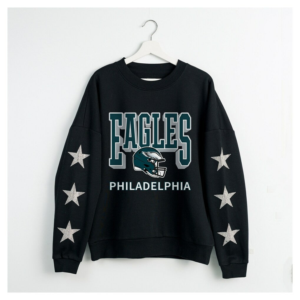 NFL Philadelphia Eagles Gameday Couture Women's Pure Victory Rhinestud Star-Sleeve Pullover Sweatshirt