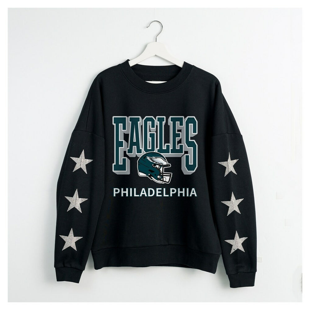 NFL Philadelphia Eagles Gameday Couture Women's Pure Victory Rhinestud Star-Sleeve Pullover Sweatshirt
