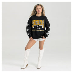 NFL Pittsburgh Steelers Gameday Couture Women's Pure Victory Rhinestud Star-Sleeve Pullover Sweatshirt