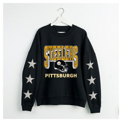 NFL Pittsburgh Steelers Gameday Couture Women's Pure Victory Rhinestud Star-Sleeve Pullover Sweatshirt