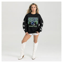 NFL Seattle Seahawks Gameday Couture Women's Pure Victory Rhinestud Star-Sleeve Pullover Sweatshirt