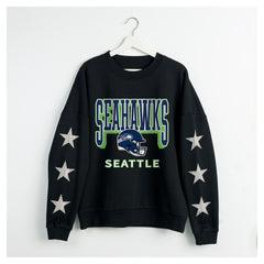 NFL Seattle Seahawks Gameday Couture Women's Pure Victory Rhinestud Star-Sleeve Pullover Sweatshirt