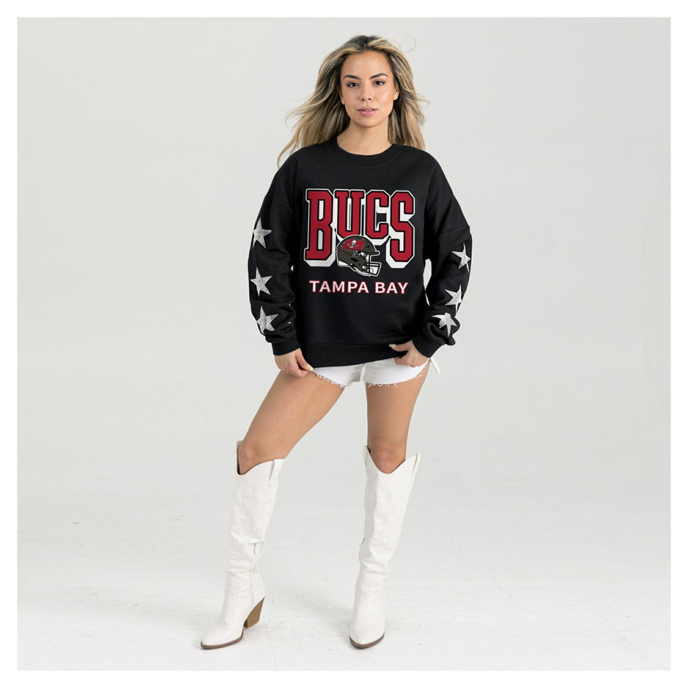NFL Tampa Bay Buccaneers Gameday Couture Women's Pure Victory Rhinestud Star-Sleeve Pullover Sweatshirt