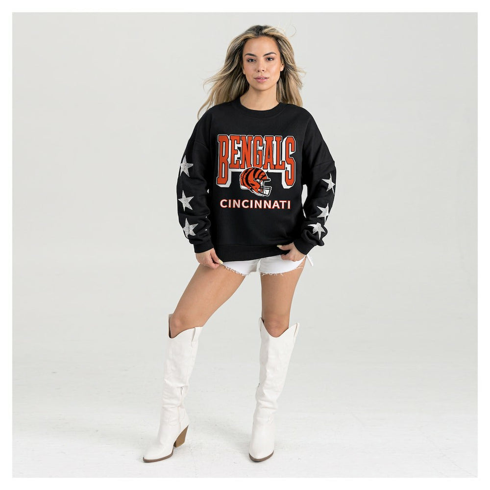 NFL Cincinnati Bengals Gameday Couture Women's Pure Victory Rhinestud Star-Sleeve Pullover Sweatshirt