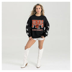 NFL Cincinnati Bengals Gameday Couture Women's Pure Victory Rhinestud Star-Sleeve Pullover Sweatshirt