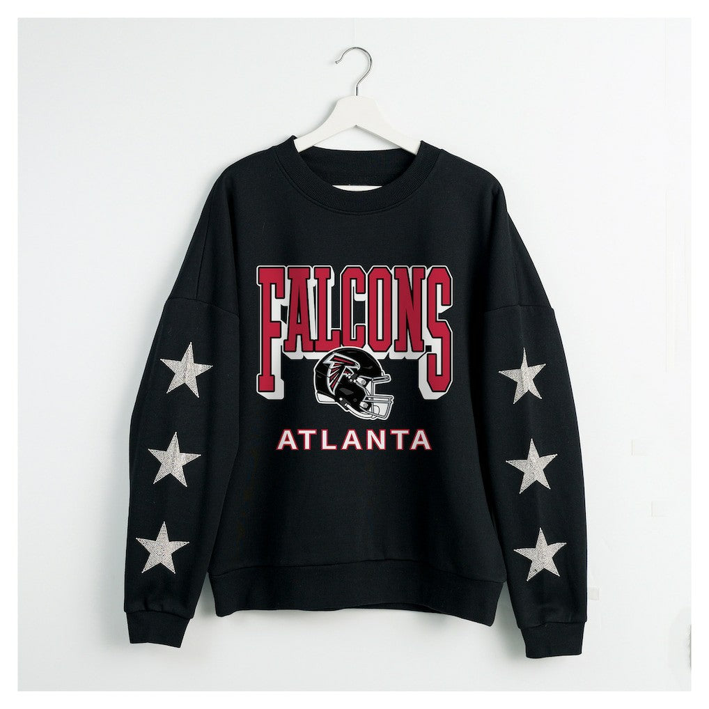NFL Atlanta Falcons Gameday Couture Women's Pure Victory Rhinestud Star-Sleeve Pullover Sweatshirt