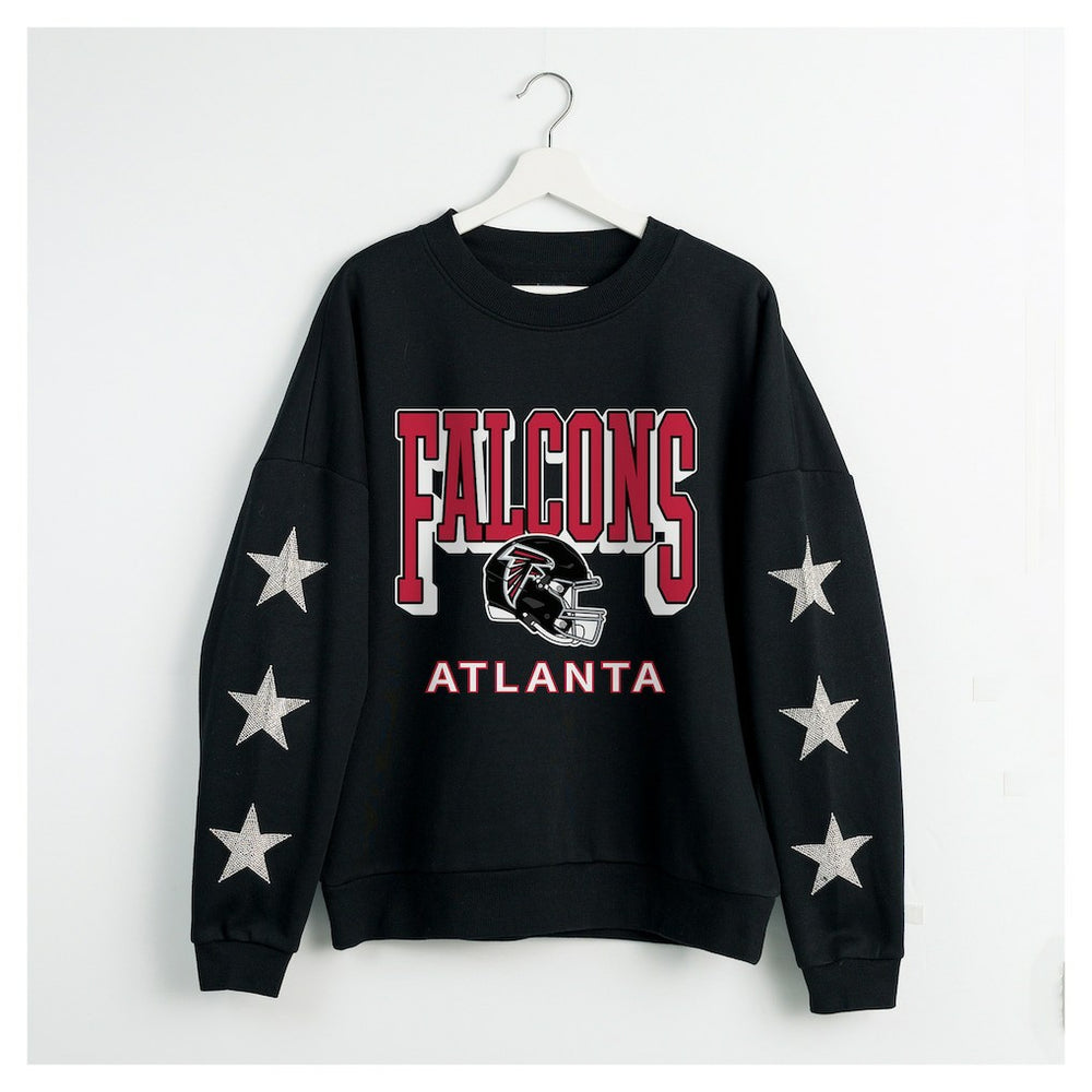 NFL Atlanta Falcons Gameday Couture Women's Pure Victory Rhinestud Star-Sleeve Pullover Sweatshirt