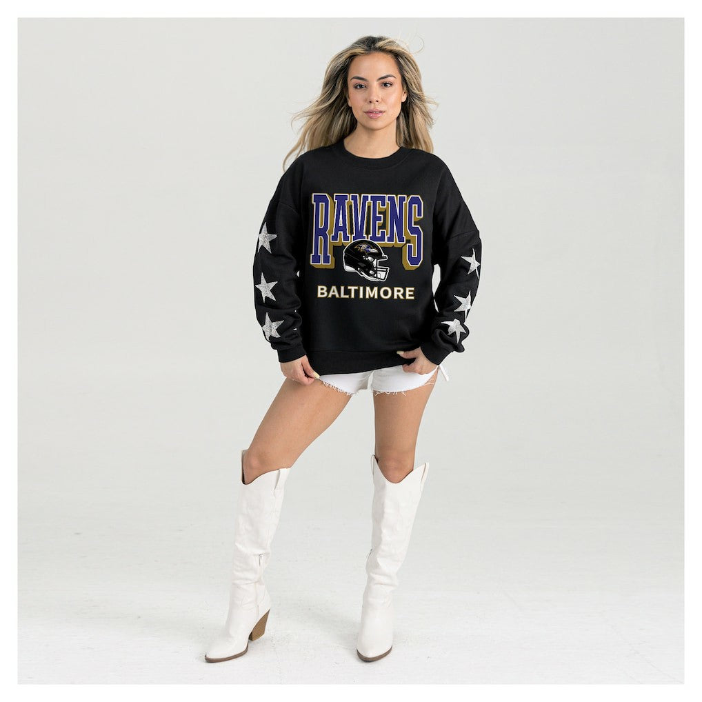 NFL Baltimore Ravens Gameday Couture Women's Pure Victory Rhinestud Star-Sleeve Pullover Sweatshirt