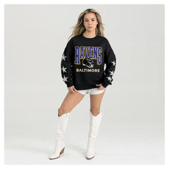 NFL Baltimore Ravens Gameday Couture Women's Pure Victory Rhinestud Star-Sleeve Pullover Sweatshirt