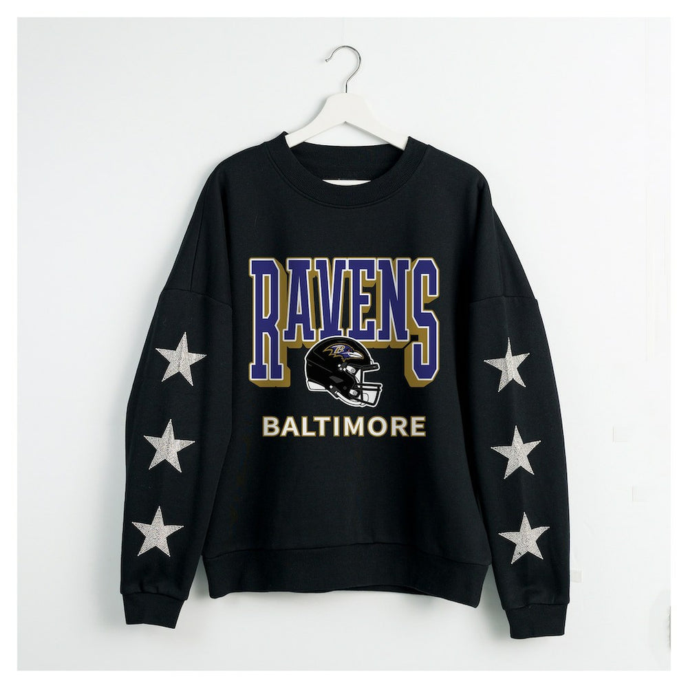 NFL Baltimore Ravens Gameday Couture Women's Pure Victory Rhinestud Star-Sleeve Pullover Sweatshirt