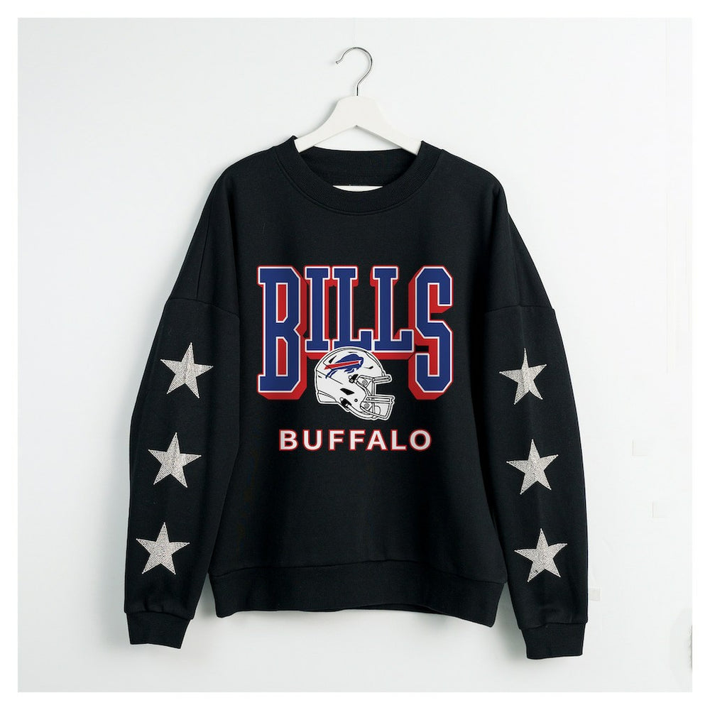 NFL Buffalo Bills Gameday Couture Women's Pure Victory Rhinestud Star-Sleeve Pullover Sweatshirt