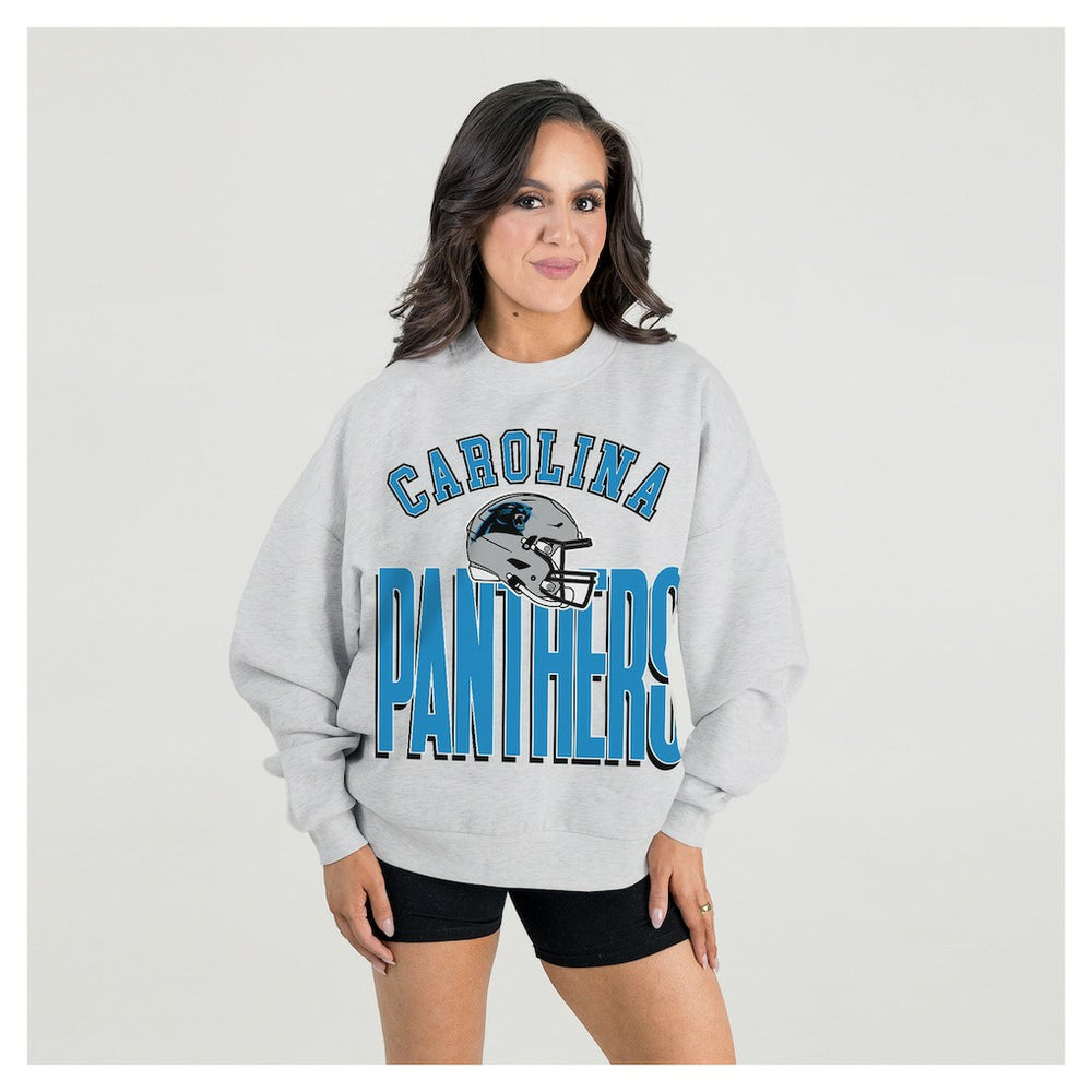 NFL Carolina Panthers Gameday Couture Women's Fierce Focus Premium Oversized Fleece Pullover Sweatshirt