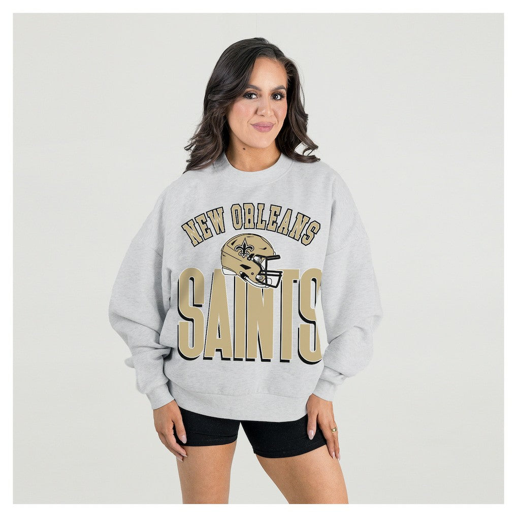 NFL New Orleans Saints Gameday Couture Women's Fierce Focus Premium Oversized Fleece Pullover Sweatshirt