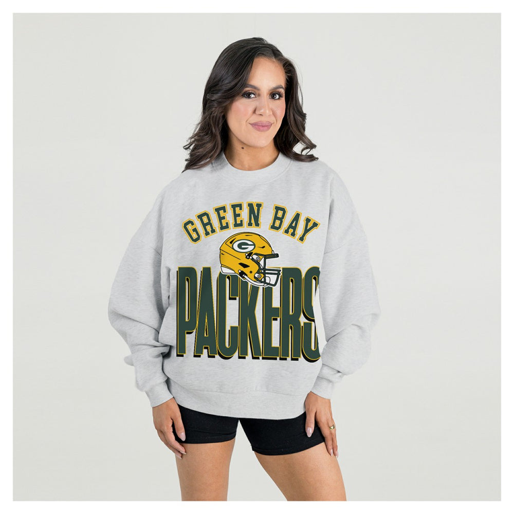 NFL Green Bay Packers Gameday Couture Women's Fierce Focus Premium Oversized Fleece Pullover Sweatshirt