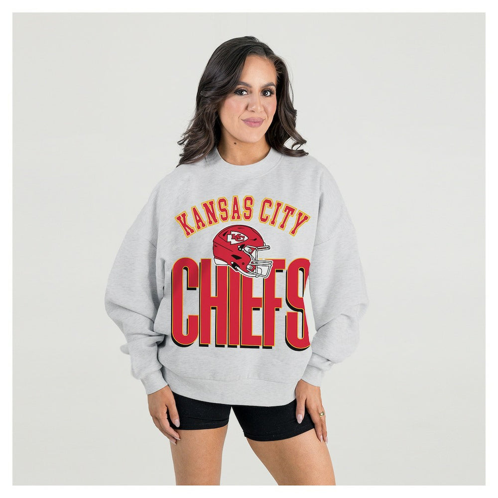NFL Kansas City Chiefs Gameday Couture Women's Fierce Focus Premium Oversized Fleece Pullover Sweatshirt