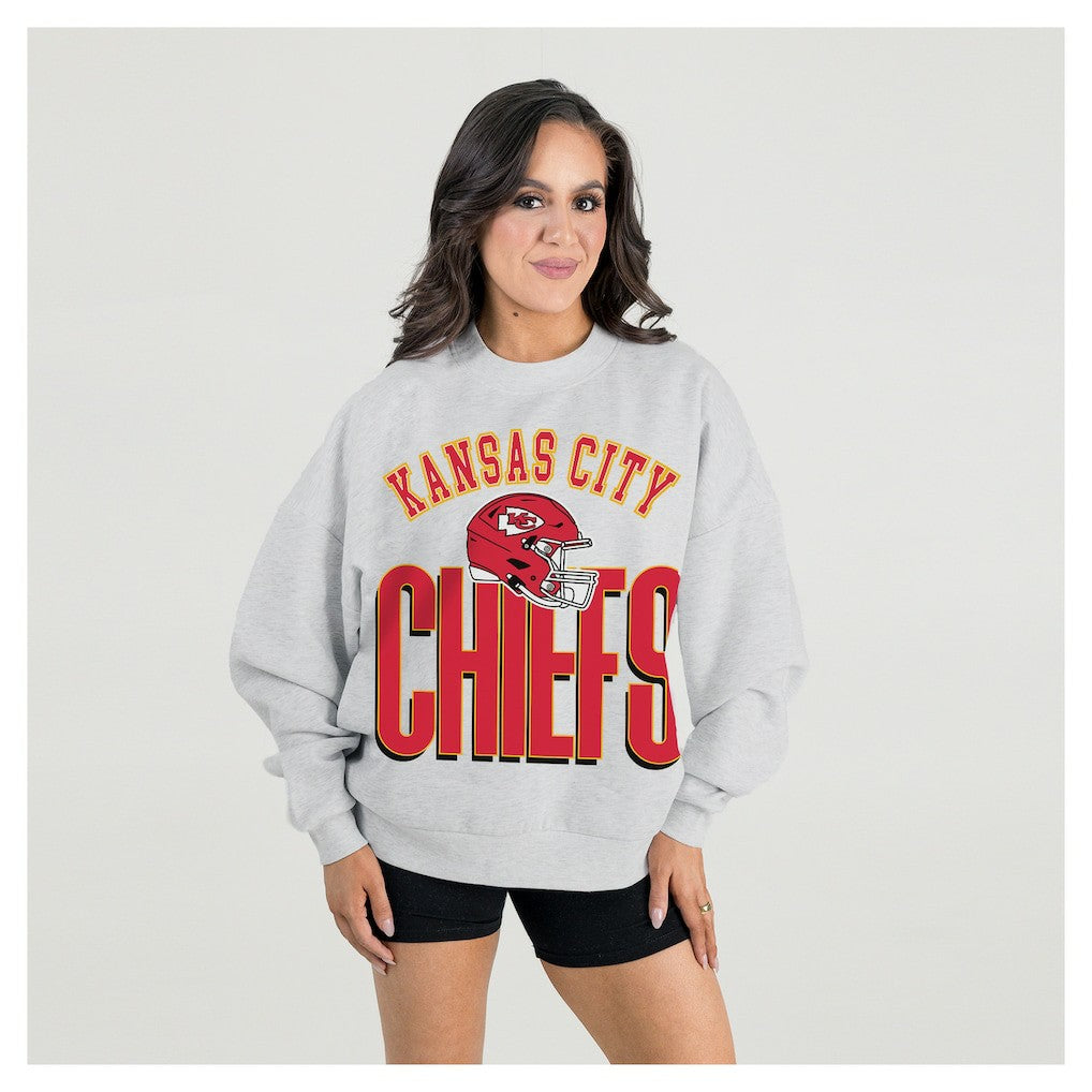 NFL Kansas City Chiefs Gameday Couture Women's Fierce Focus Premium Oversized Fleece Pullover Sweatshirt