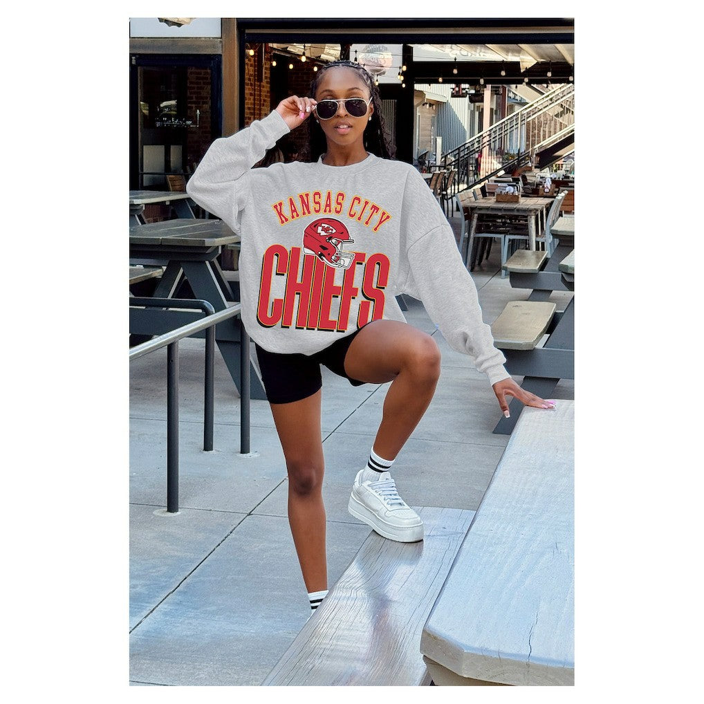 NFL Kansas City Chiefs Gameday Couture Women's Fierce Focus Premium Oversized Fleece Pullover Sweatshirt