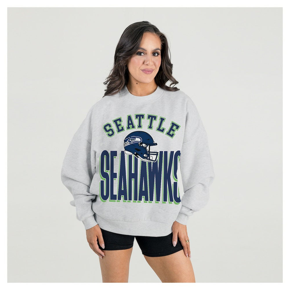 NFL Seattle Seahawks Gameday Couture Women's Fierce Focus Premium Oversized Fleece Pullover Sweatshirt