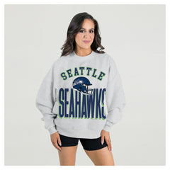 NFL Seattle Seahawks Gameday Couture Women's Fierce Focus Premium Oversized Fleece Pullover Sweatshirt