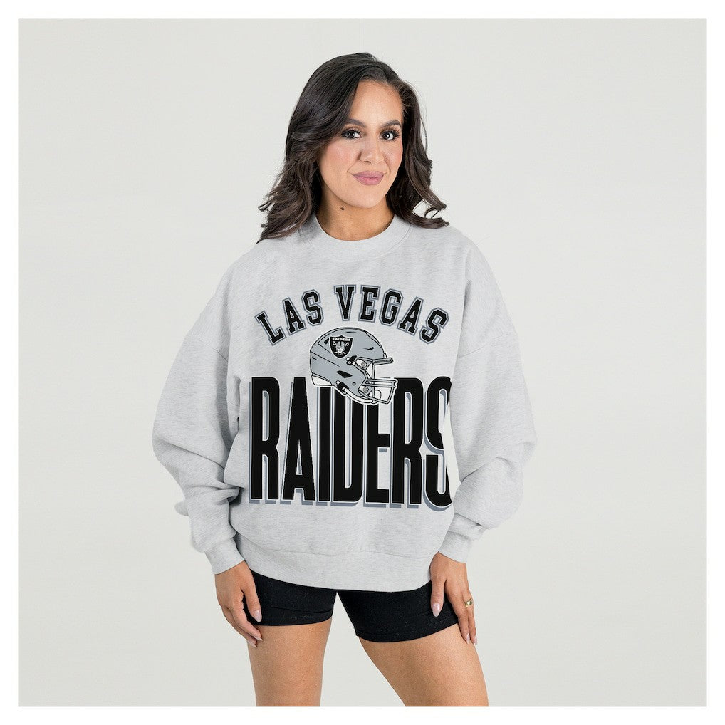 NFL Las Vegas Raiders Gameday Couture Women's Fierce Focus Premium Oversized Fleece Pullover Sweatshirt