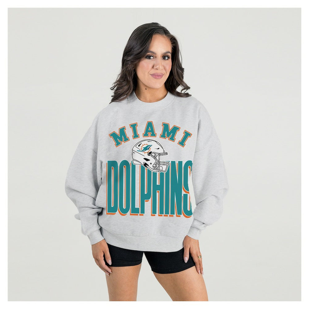 NFL Miami Dolphins Gameday Couture Women's Fierce Focus Premium Oversized Fleece Pullover Sweatshirt