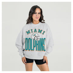 NFL Miami Dolphins Gameday Couture Women's Fierce Focus Premium Oversized Fleece Pullover Sweatshirt