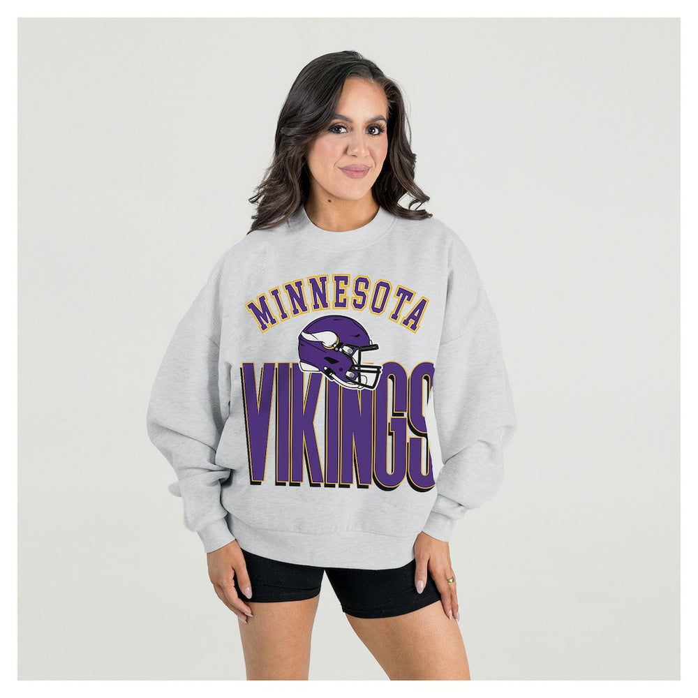 NFL Minnesota Vikings Gameday Couture Women's Fierce Focus Premium Oversized Fleece Pullover Sweatshirt