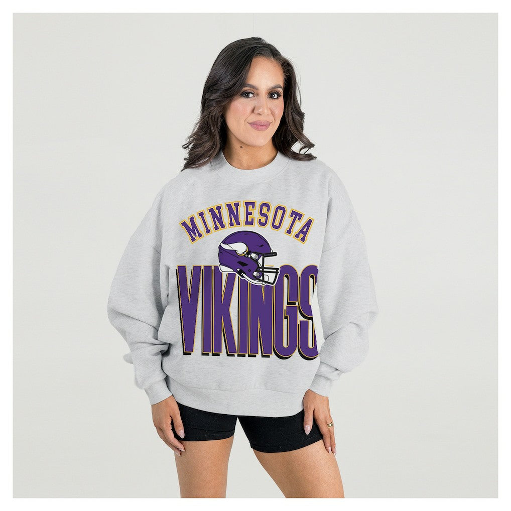 NFL Minnesota Vikings Gameday Couture Women's Fierce Focus Premium Oversized Fleece Pullover Sweatshirt